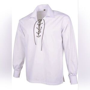 White Men's Deluxe Ghillie Shirt Size S Kilt Medieval Highland